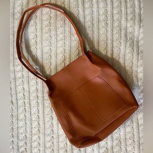 Faux Leather Long Strap Shoulder Bag